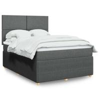 Boxspring met matras stof donkergrijs 160x200 cm - thumbnail