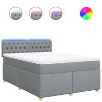 Boxspring met matras stof lichtgrijs 140x190 cm - thumbnail