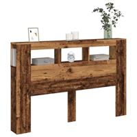 Hoofdeinde met LED 160x18,5x103,5 cm bewerkt hout oud hout - thumbnail