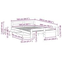 Bedframe zonder matras massief grenenhout wit 160x200 cm - thumbnail