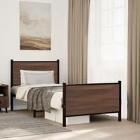 Bedframe hoofd- en voeteneinde metaal bruin eiken 90x200 cm - thumbnail