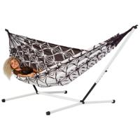 Familie hangmat met metalen standaard - 400x180cm - Bruin - 200kg draagkracht- 100% katoen - binnen & buiten - thumbnail