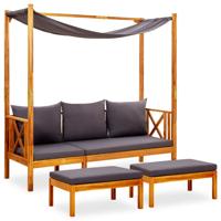 Tuinbank met tafel en voetenbanken massief acaciahout - thumbnail