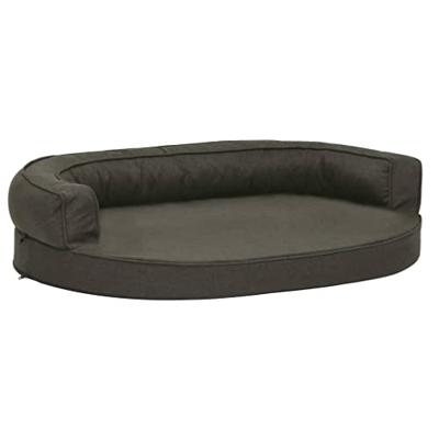 VidaXL Hondenbed ergonomisch linnen-look 75x53 cm donkergrijs VidaXL Hondenbed ergonomisch linnen-look 75x53 cm donkergrijs