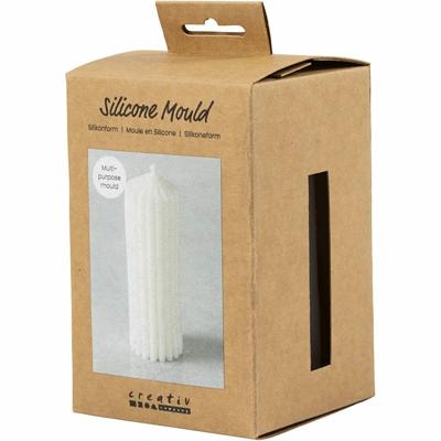 Creativ Company Siliconen vorm, geribbelde cilinder, h: 12 cm, d 4 cm, 1 stuk/ 1 doos