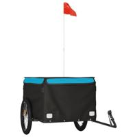VidaXL Fietstrailer 45 kg ijzer zwart en blauw - thumbnail