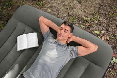 Bestway Dubbele Matras met Geïntegreerde Batterijventilator 203x152x30 cm Opblaasbaar en Camping 67930