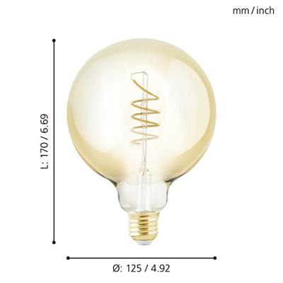 EGLO Ledlamp - bol - e27 - 245 lm - amber - dimbaar - spiraal - thumbnail