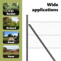 VidaXL Afrasteringspaal grijs 25 x 0,8 m (50 mm gaas) staal en pvc - thumbnail