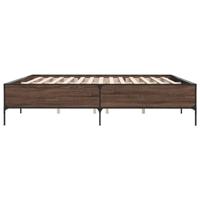 Bedframe bewerkt hout metaal bruin eikenkleur 180x200 cm - thumbnail