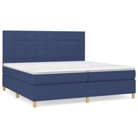 Boxspring met matras stof blauw 200x200 cm - thumbnail