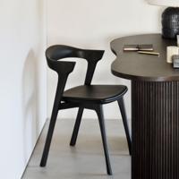 Ethnicraft Eetkamerstoel 'Bok' Gevernist Eikenhout en Leder, kleur Bruin - thumbnail