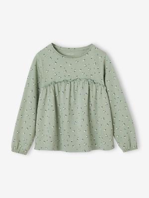 Shirtblouse met print voor meisjes groengrijs Shirtblouse met print voor meisjes groengrijs