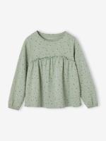 Shirtblouse met print voor meisjes groengrijs - thumbnail