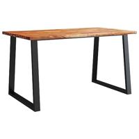 Eettafel met natuurlijke rand 140x80x75 cm massief acaciahout - thumbnail