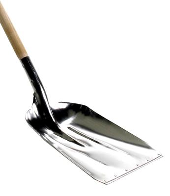 Schop 35 cm aluminium met slijtstrip en houten steel 135 cm