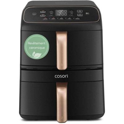 COSORI Turbo Tower Compacte Airfryer - Inhoud 8,6 liter - 2 reservoirs - 5 programma's - 2630W - Zwart