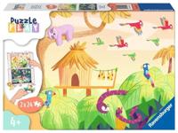 Ravensburger puzzel puzzle & play explore the jungle - legpuzzel - 2x24 stukjes - thumbnail