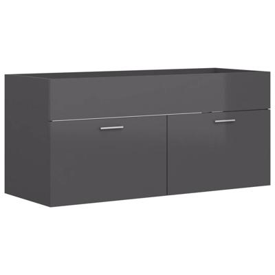 vidaXL Wastafelkast 100x38,5x46 cm bewerkt hout hoogglans grijs vidaXL Wastafelkast 100x38,5x46 cm bewerkt hout hoogglans grijs