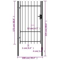 Poort met puntige bovenkant enkel 1x1,75 m staal zwart - thumbnail