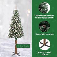 VidaXL Slanke kerstboom groen 180 cm pvc en massief dennenhout - thumbnail
