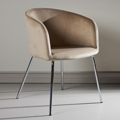 Nohr Eetkamerstoel 'Karna' Velvet, kleur Beige/Zilver