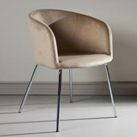 Nohr Eetkamerstoel 'Karna' Velvet, kleur Beige/Zilver - thumbnail