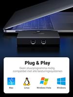 UGREEN 30345 USB 2.0-schakelaar Zwart - thumbnail