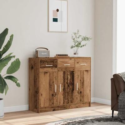 Dressoir 91x28x75 cm bewerkt hout oud houtkleurig
