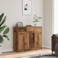 Dressoir 91x28x75 cm bewerkt hout oud houtkleurig - thumbnail