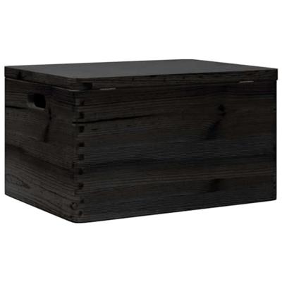 VidaXL Houten kist met deksel&handvatten 40x30x23cm grenenhout zwart