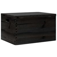 VidaXL Houten kist met deksel&handvatten 40x30x23cm grenenhout zwart - thumbnail