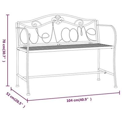 Tuinbank 2-zits 104 cm staal zwart