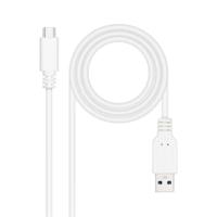 NANOCABLE 10.01.4001-W - USB 3.1-kabel, Gen2 10 Gbit/s 3A, USB-C-stekker naar USB-A-stekker, wit, 1 m - thumbnail