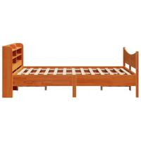 Bedframe met hoofdbord massief grenenhout wasbruin 120x200 cm - thumbnail