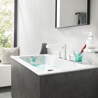 Hansgrohe Wastafelmengkraan Finoris 3-gats 110 met Push-Open Waste Mat Wit - thumbnail