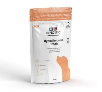 SPECIFIC CT-HY Hypoallergene treats, verpakking van 3 stuks, 3 x 300 g, lekkernijen voor honden met voedselreacties, ter beloning voor honden van alle rassen en alle leeftijden, met rijst en zalm