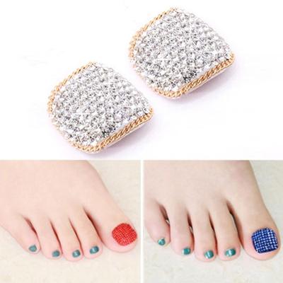 2 stuks Crystal nep Nail Art Tips Rhinestone volledige dekking teennagels Decals stickers (NO: 38)