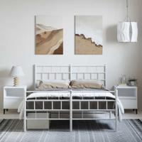 Bedframe met hoofd- en voeteneinde metaal wit 150x200 cm - thumbnail