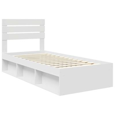 Bedframe met hoofdeinde Wit 75 x 190 cm Massief grenenhout Bedframe met hoofdeinde Wit 75 x 190 cm Massief grenenhout