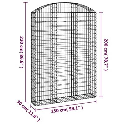 VidaXL Schanskorf gewelfd 150x30x200/220 cm gegalvaniseerd ijzer VidaXL Schanskorf gewelfd 150x30x200/220 cm gegalvaniseerd ijzer