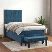Boxspring met matras fluweel donkerblauw 80x200 cm - thumbnail