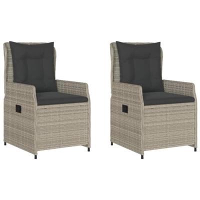 Tuinstoelen 2 st verstelbaar poly rattan lichtgrijs - thumbnail