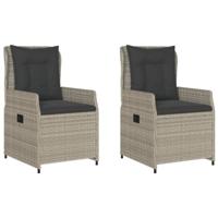 Tuinstoelen 2 st verstelbaar poly rattan lichtgrijs - thumbnail
