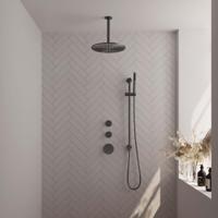 BRAUER Gunmetal Edition thermostatische inbouw regendouche SET 18 met 30 cm douchekop en plafondarm en staaf handdouche en doucheslang en geïntegreerde glijstang gunmetal geborsteld PVD - thumbnail