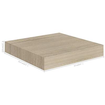 Wandschappen zwevend 2 st 23x23,5x3,8 cm MDF eikenkleurig