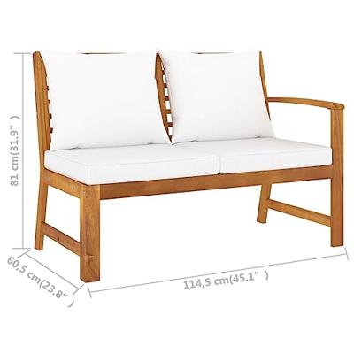 Tuinbank met crmekleurig kussen 114,5 cm massief acaciahout