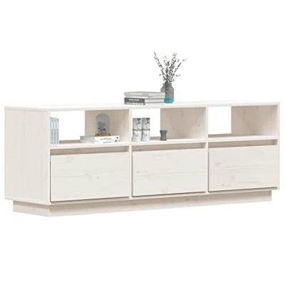 Tv-meubel 140x37x50 cm massief grenenhout wit