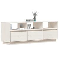 Tv-meubel 140x37x50 cm massief grenenhout wit - thumbnail