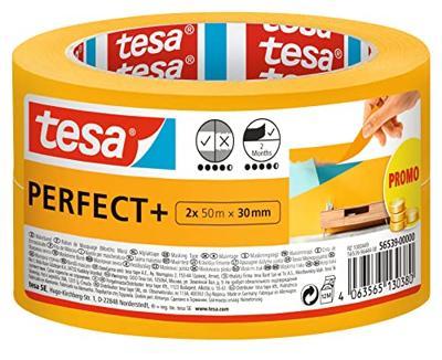 tesa Perfect+ 56539-00000-00 Schilderstape Geel (l x b) 100 m x 30 mm 2 stuk(s)